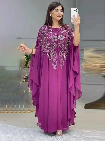Abayas For Women Dubai Luxury 2024 Chiffon Boubou Muslim Fashion Dress Caftan Marocain Wedding Party Occasions Djellaba Femme