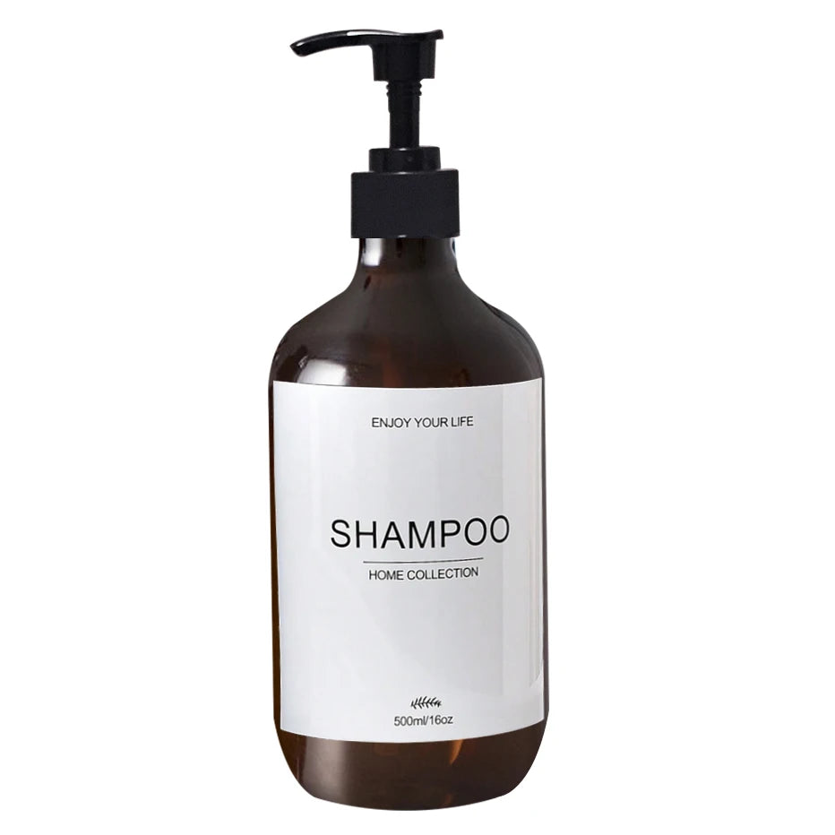 500ml Shampoo Body Wash Conditioner Dispenser Bottle Bathroom Waterproof Pre-Labeled Refillable Shampoo Bottle Soap Container