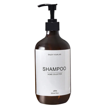 500ml Shampoo Body Wash Conditioner Dispenser Bottle Bathroom Waterproof Pre-Labeled Refillable Shampoo Bottle Soap Container