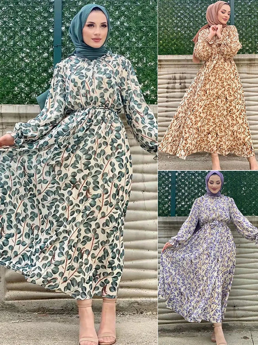 New Summer Floral Abaya Dubai Luxury Muslim Woman Dresses Abaya Femme Modest Dresses
