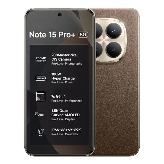 Smart Phone Note 15 Pro+ 5G (Coffee Mocha 12GB + 512GB) Android 15 108MP OIS 144Hz 100W Quick Charge 2K Crystal-Res AMOLED