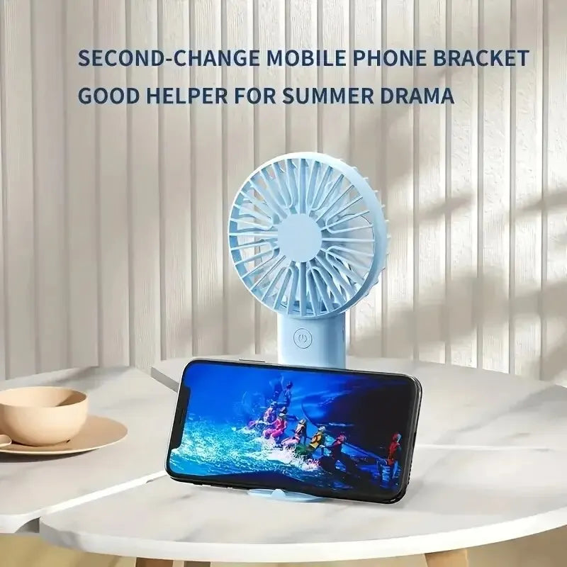 Mini USB Charging Handheld Fan Desktop Small Fan With Mobile Phone Holder Portable And Simple Outdoor Small Fan