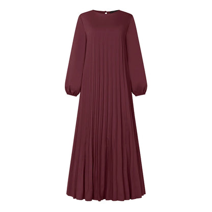 Ramadan Muslim Dress Abaya ZANZEA Casual Kaftan Women Long Sleeve Pleated Sundress Hijab Robe Femme IsIamic Clothing Eid Mubarek