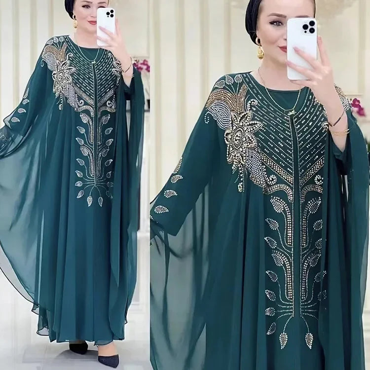 Abayas For Women Dubai Luxury 2024 Chiffon Boubou Muslim Fashion Dress Caftan Marocain Wedding Party Occasions Djellaba Femme