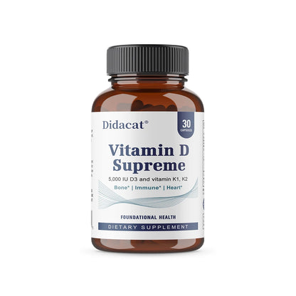 Vitamin D Supreme 5000 IU  - Support Immune System + Bone Health - Gluten Free Vitamin D3 Supplement with Vitamin K