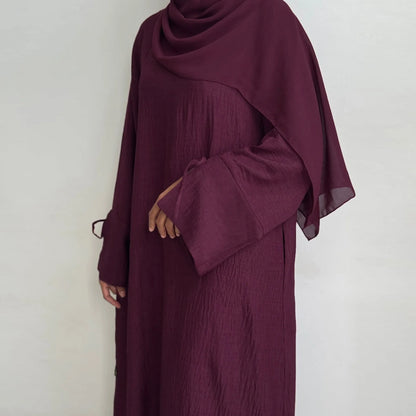 Extra-Loose-Fit Closed Abaya Dress, Drop Shoulder Slit Cuff A-Line Muslim Women Dress, Ramadan Eid Dubai Hijabi Islamic Clothing