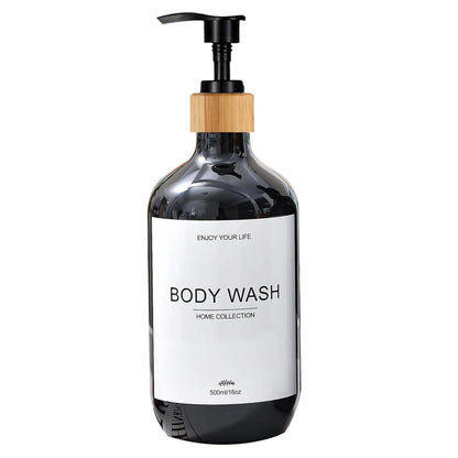 500ml Shampoo Body Wash Conditioner Dispenser Bottle Bathroom Waterproof Pre-Labeled Refillable Shampoo Bottle Soap Container