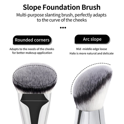 MAANGE 4pcs Foundation Makeup Brushes with 2pcs Air Cushion Puffs Concealer Contour Sculpting Kabuki Makeup Brushes for Travel