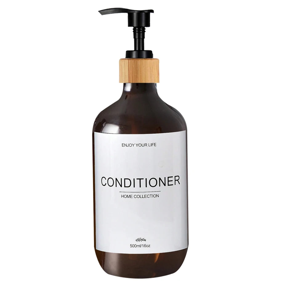 500ml Shampoo Body Wash Conditioner Dispenser Bottle Bathroom Waterproof Pre-Labeled Refillable Shampoo Bottle Soap Container
