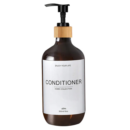 500ml Shampoo Body Wash Conditioner Dispenser Bottle Bathroom Waterproof Pre-Labeled Refillable Shampoo Bottle Soap Container