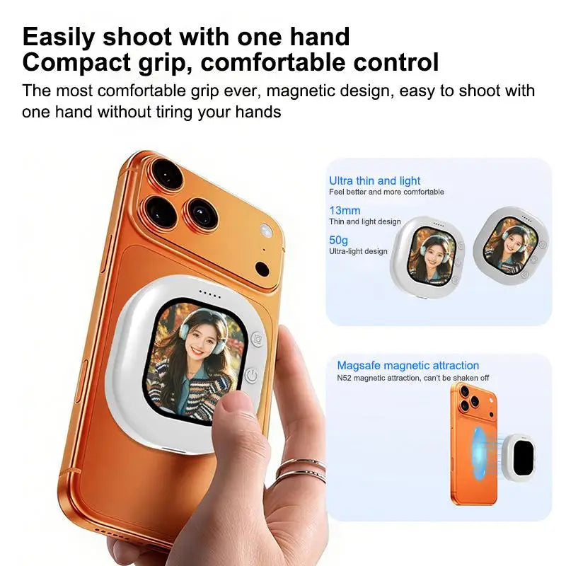 【A】Mini Wireless Magnetic Phone Screen Projector Mobile Phone Rear Camera Selfie Video Camera For Vlog Live Selfie Screen