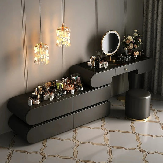 Bedroom Dressing Table Dresser Desks Makeup Mirror Storage Cabinet Light Luxury Premium Vanity Desk Toiletries Tables Furniture