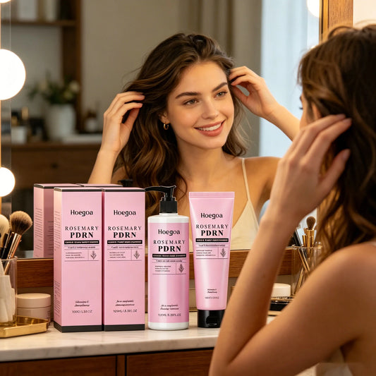 HOEGOA Rosemary Shampoo Conditioner Cleans Scalp Refreshing Oil Controlling Thickening Volumizing Hair Repairs Dry Hair Care Kit