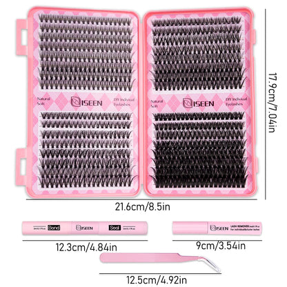 DIY Eyelash Extension Kit Natural or Thick Cluster Eyelashes Wispy Individual Lashes With Lash Glue Makeup