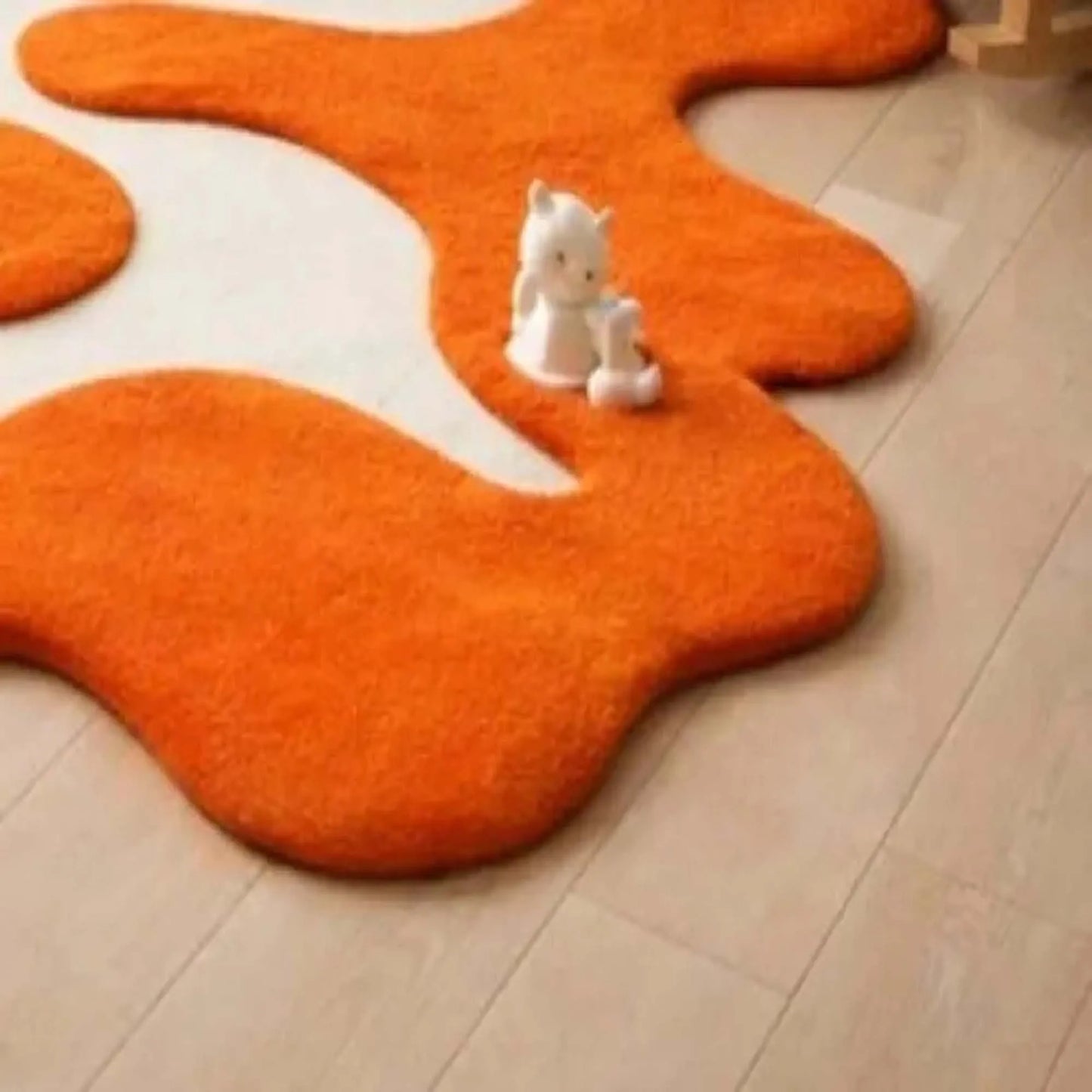 Bright Orange Abstract Area Rug Irregular Shape Modern Hand Tupted Carpet Artistic Unique Floor Rug for Livingroom Bedroom Decor