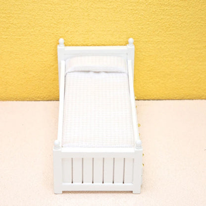 🛒1:12 Dollhouse Miniature Bed White European Single Bed with Drawer Bedroom Furniture Model Decor Toy Doll House Accessories