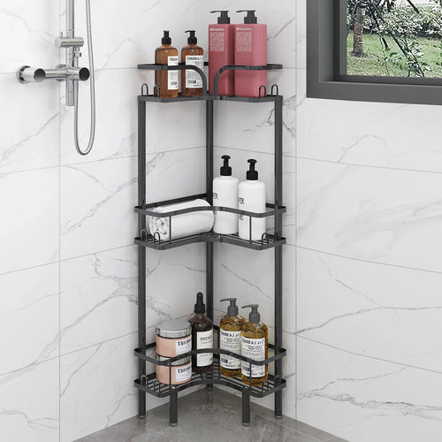 1Pc Bathroom Corner Floor-Standing Storage Rack Multi-Layer Bathroom Toilet Shower Shelf for Shower Gel and Shampoo Triangular Metal Shelf Standing Shower Caddy Corner Stand Shower Rack Corner