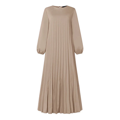 Ramadan Muslim Dress Abaya ZANZEA Casual Kaftan Women Long Sleeve Pleated Sundress Hijab Robe Femme IsIamic Clothing Eid Mubarek