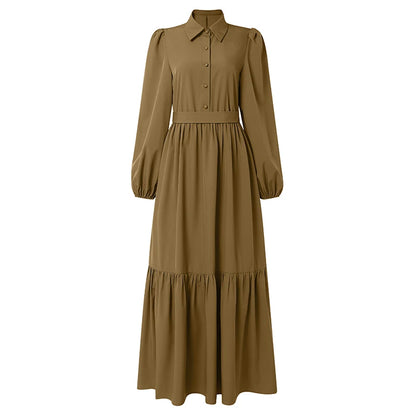2026 ZANZEA Muslim Hijab Dresses Abaya Women Elegant Long Sleeve Pleated Sundress Solid Belted Party Robe Kaftan Dubai Vestidos