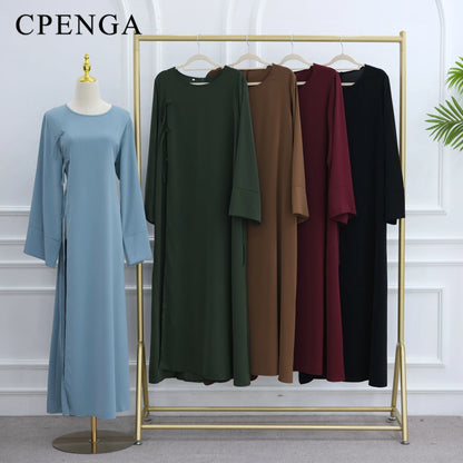 Elegant Abaya Women Dubai Ramadan Eid Arabic Traditional Muslim Modest Dress Islamic Holiday Outfit New Plain Turkey Kaftan Robe