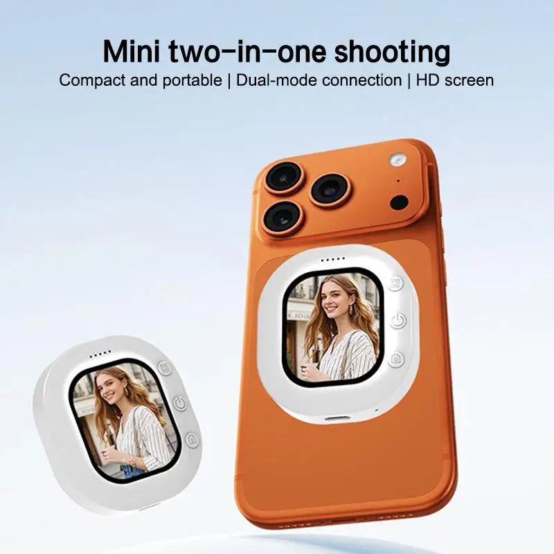 【A】Mini Wireless Magnetic Phone Screen Projector Mobile Phone Rear Camera Selfie Video Camera For Vlog Live Selfie Screen
