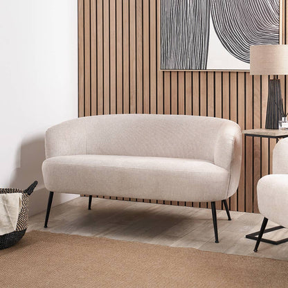 Wholesale Aviana Natural Chenille and Black Metal Sofa