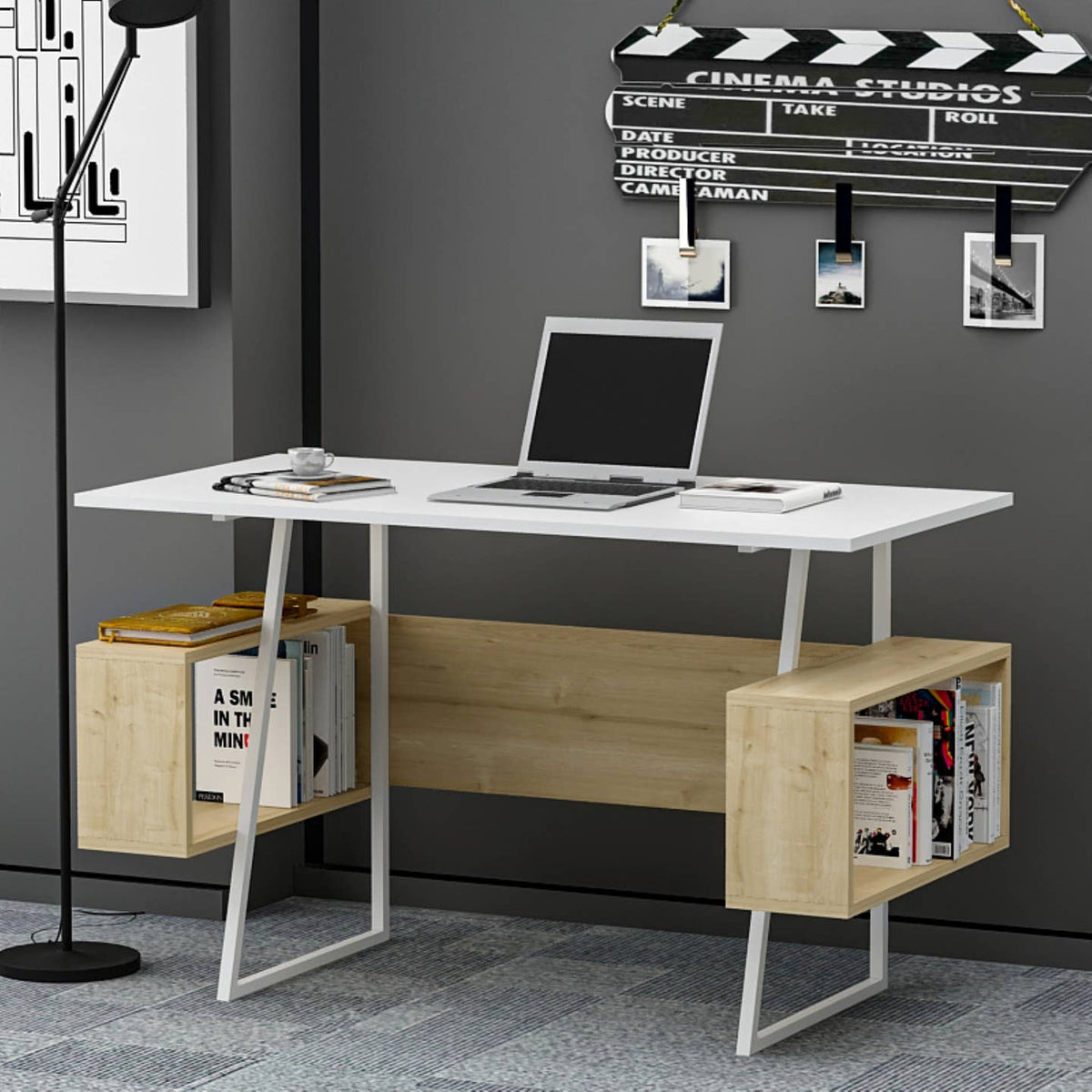 Wholesale P&W Study Desk with Shelves Computer Laptop Desk
