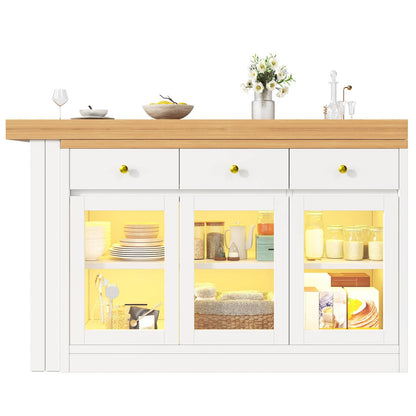 Wholesale Extendable kitchen island with rotatable table, LED lights and storage ARMOIRESTYLE