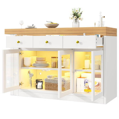 Wholesale Extendable kitchen island with rotatable table, LED lights and storage ARMOIRESTYLE
