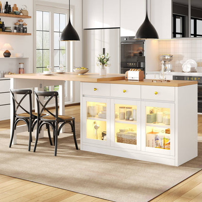 Wholesale Extendable kitchen island with rotatable table, LED lights and storage ARMOIRESTYLE