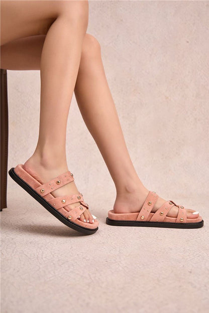 Studded Strap Comfortable Flat Slipper